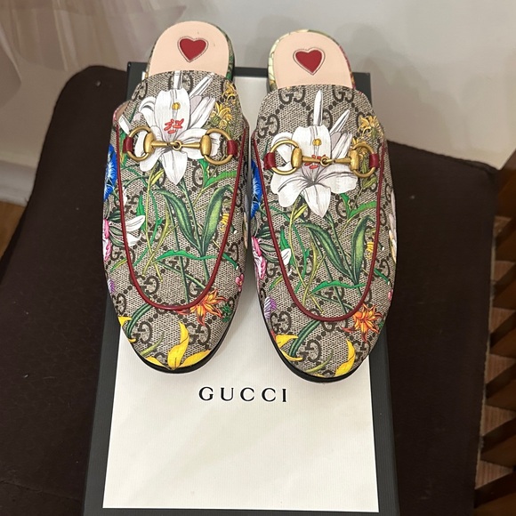 Gucci Women's Floral Embroidered Mules - Multicolor - Picture 1 of 7